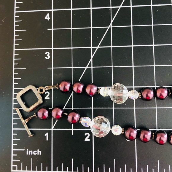 Vintage Deco Crystal Glass Pearl Necklace - Picture 11 of 15